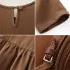 This brown dress is a new summer fashion and versatile long-sleeved dress that is slimming and shaping for women Application Scenario